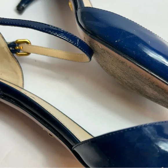 Prada Pointed Toe Kitten Heels Blue Size 36.5 US 6.5 - Picture 13 of 13